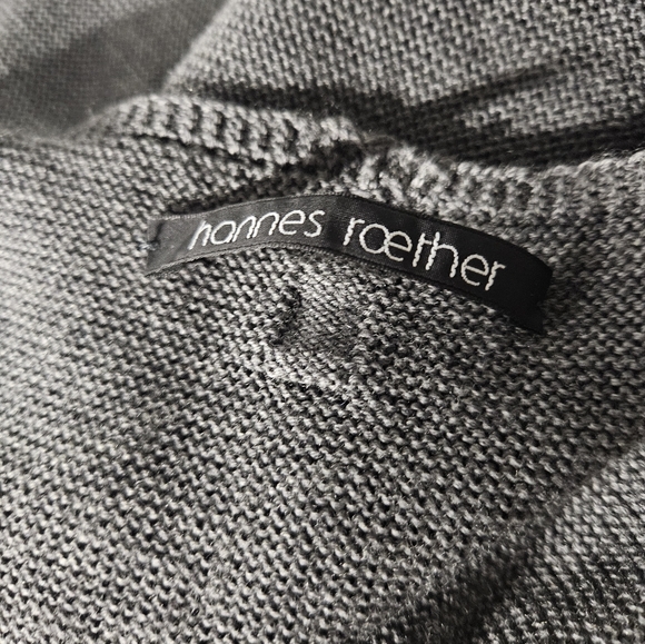 Hannes Roether Gemany Grey Marino Wool Ribbed V-Neck Sweater Dress - Picture 16 of 16